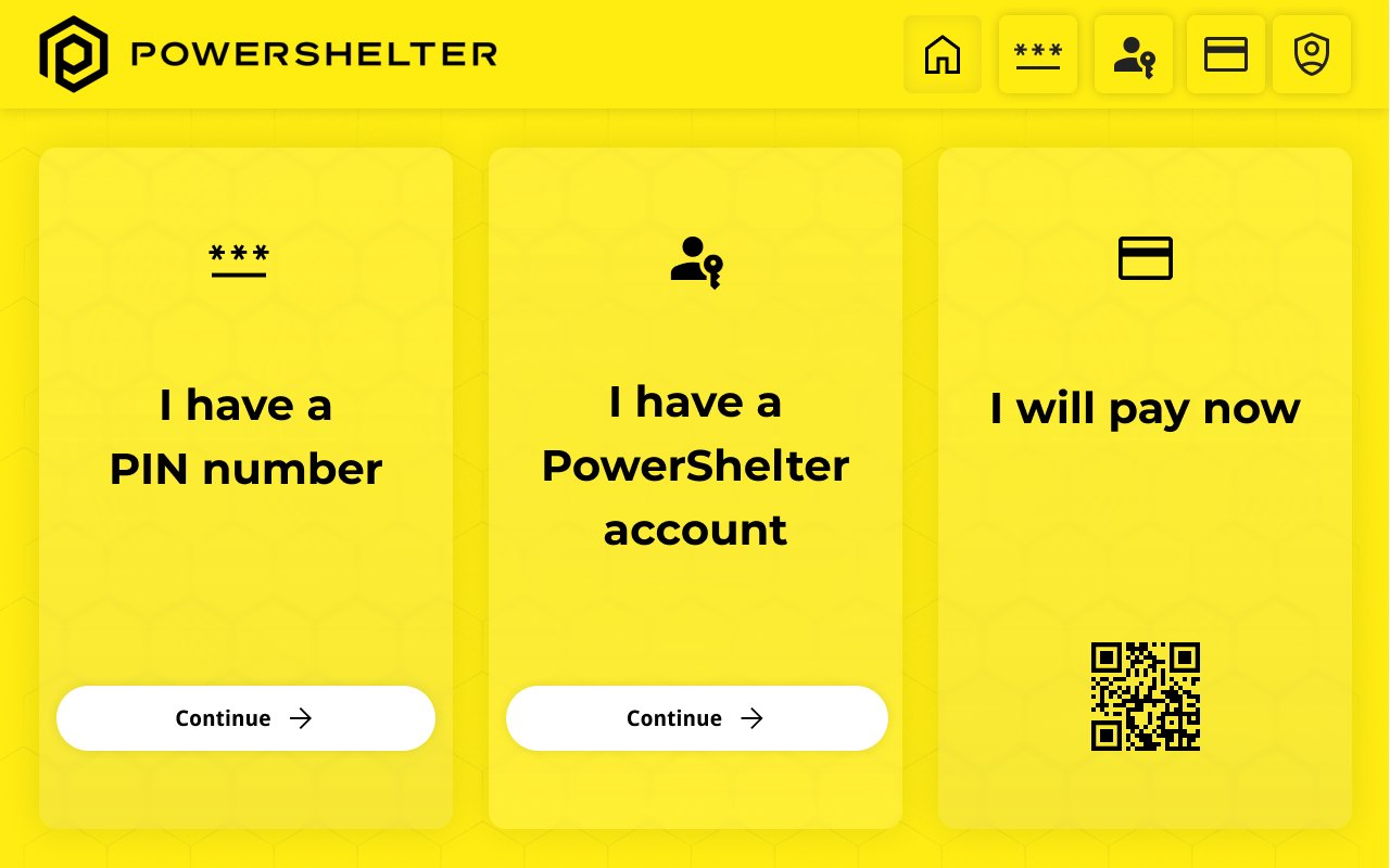 PowerShelter locker screen: Choose how to start